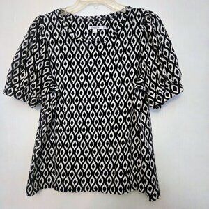 Chico's‎ black and white S/S top with puffy sleeves Size 3/XL
